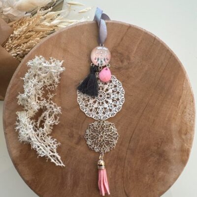 Bijou De Rétroviseur Attrape Rêves Rose