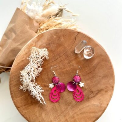 Boucles D'oreilles Paillettes Rose